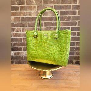 KATE SPADE NY VINTAGE **NWOT**  Knightsbridge Croc Embossed Quinn Tote Green